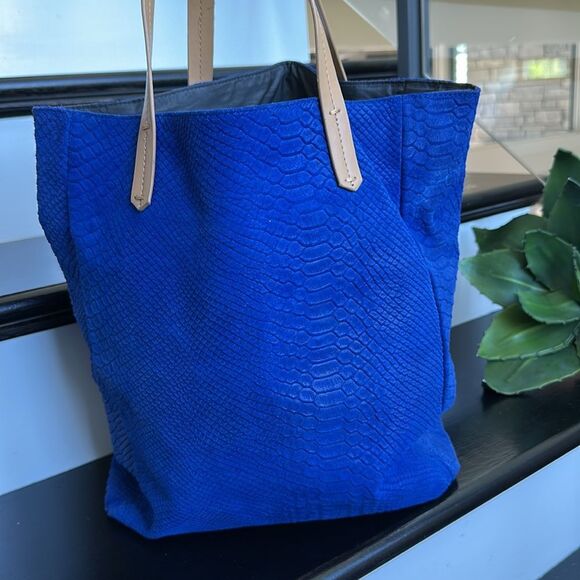 Kelsi Dagger Genuine Leather Royal Blue Tote Bag shoulder purse soft luxurious - Picture 1 of 10